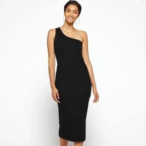 Michael Stars Coco One Shoulder Ultra Ribbed Knit Midi Dress| Size MP